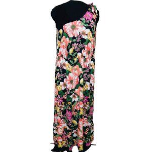 Tacera One Shoulder Maxi Dress Women 2X Ruffle Fairy Feminine Floral A Line Sexy